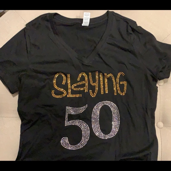 Slaying 50 T-shirt with rhinestones - Picture 1 of 1